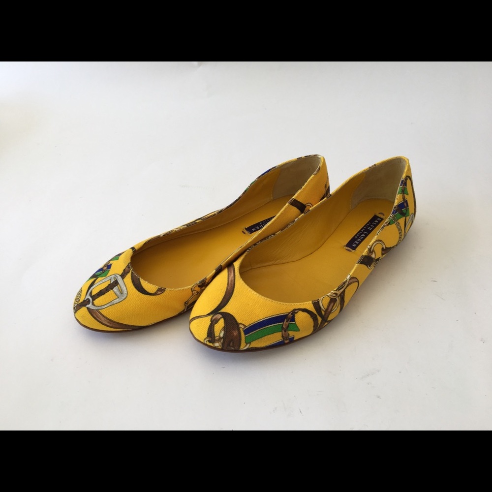 RALPH LAUREN POLO EQUESTRIAN YELLOW FLATS 7